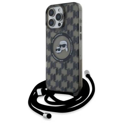 Buy Karl Lagerfeld KLHMP16LHCKCKLCK Apple iPhone 16 Pro hardcase IML Crossbody Monogram Karl & Choupette Head MagSafe black - KLD21859 - {ean13} - Home Screen Store Europe