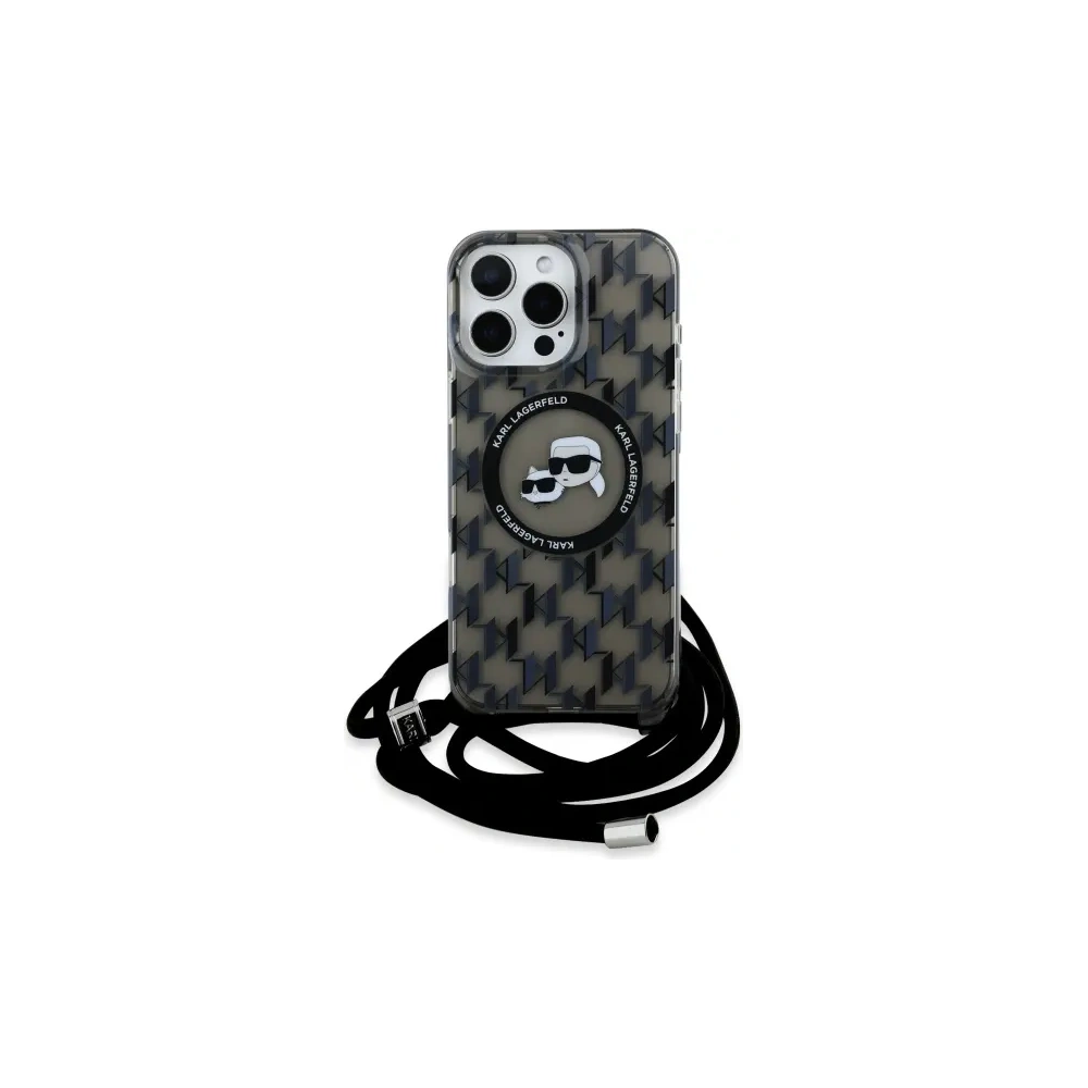Etui Karl Lagerfeld KLHMP16LHCKCKLCK Apple iPhone 16 Pro hardcase IML Crossbody Monogram Karl & Choupette Head MagSafe czarny/black