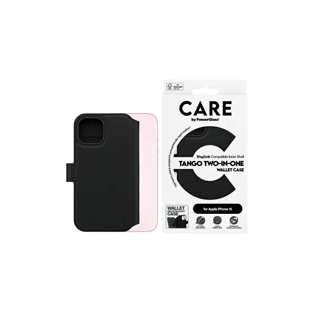 Etui CARE by PanzerGlass Feature Tango 2in1 Wallet Apple iPhone 15 MagSafe czarny/black