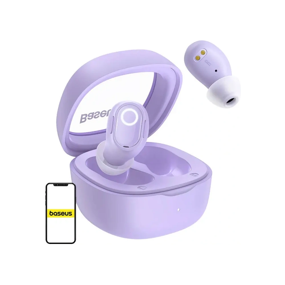 Bezprzewodowe słuchawki dokanałowe TWS Baseus Bowie WM02 OS Bluetooth 5.3 fioletowe