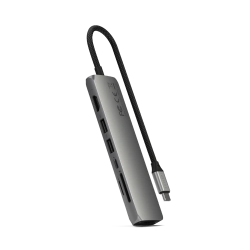 Kup HUB Satechi 7-in-1 USB-C Slim Multiport Adapter s Ethernetem USB-C / 2xUSB-A, USB-C PD, HDMI 4K, čtečka karet, Ethernet space grey - STH170 - {ean13} - Sklep Home Screen