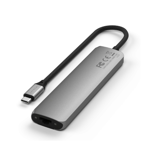 Kup HUB Satechi 7-in-1 USB-C Slim Multiport Adapter s Ethernetem USB-C / 2xUSB-A, USB-C PD, HDMI 4K, čtečka karet, Ethernet space grey - STH170 - {ean13} - Sklep Home Screen