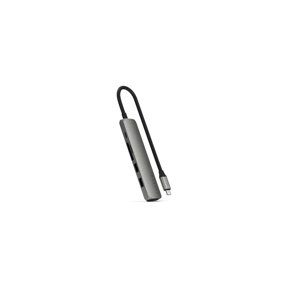 HUB Satechi 6-in-1 USB-C Slim Multiport Adapter USB-C / 2xUSB-A, USB-C, 4K HDMI, czytnik kart space grey