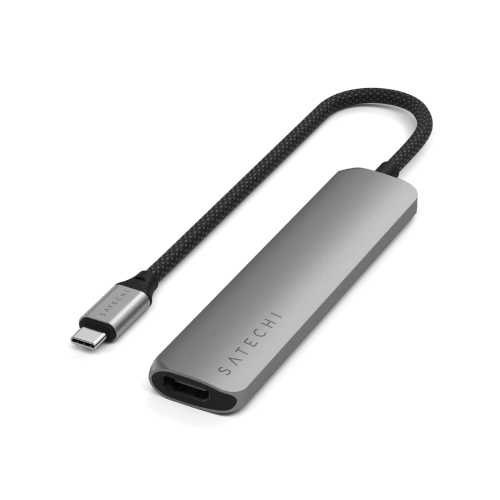 Buy Satechi 6-in-1 HUB USB-C Slim Multiport Adapter USB-C / 2xUSB-A, USB-C, 4K HDMI, card reader space grey - STH171 - {ean13} - Home Screen Store Europe