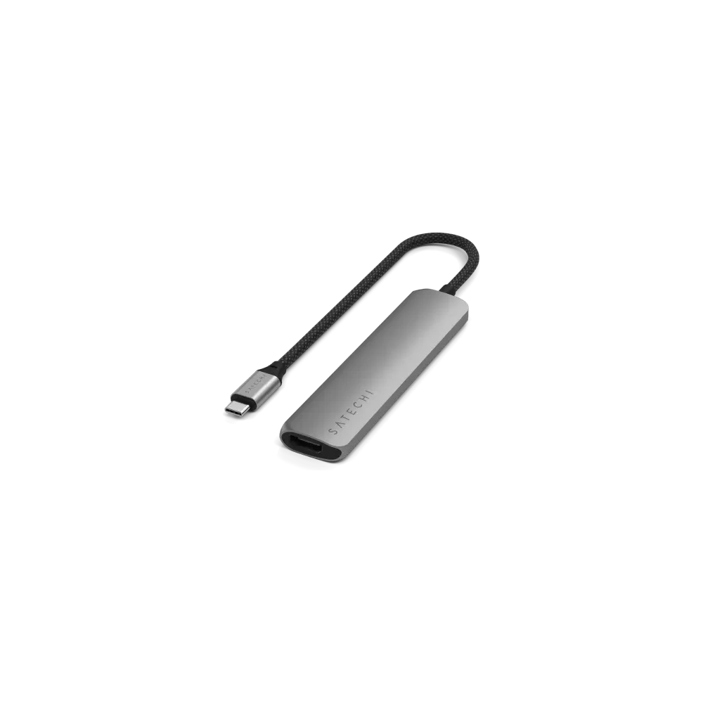 HUB Satechi 6-in-1 USB-C Slim Multiport Adapter USB-C / 2xUSB-A, USB-C, 4K HDMI, czytnik kart space grey