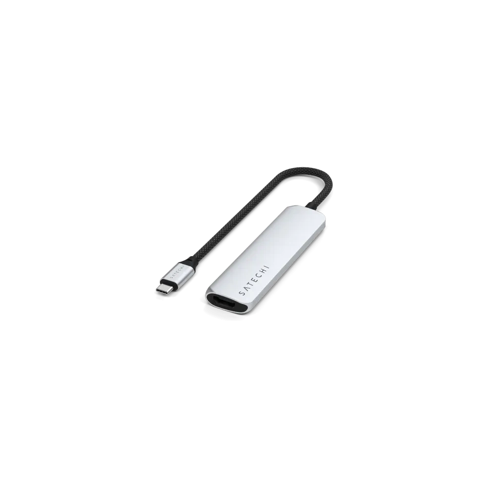 HUB Satechi 4-in-1 USB-C Slim Multiport Adapter 4K USB-C / 2xUSB-A, USB-C, 4K HDMI silver