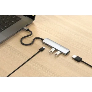 Kup Satechi 4-in-1 HUB USB-C Slim Multiport Adapter 4K USB-C / 2xUSB-A, USB-C, 4K HDMI silber - STH172 - {ean13} - Sklep Home Screen