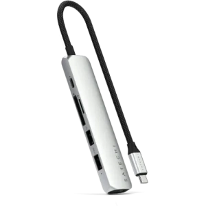 Kup Satechi 6-in-1 HUB USB-C Slim Multiport Adapter USB-C / 2xUSB-A, USB-C, 4K HDMI, Kartenleser Silber - STH173 - {ean13} - Sklep Home Screen