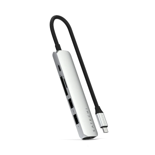 Kup Satechi 6-in-1 HUB USB-C Slim Multiport Adapter USB-C / 2xUSB-A, USB-C, 4K HDMI, Kartenleser Silber - STH173 - {ean13} - Sklep Home Screen