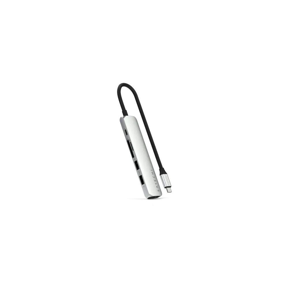HUB Satechi 6-in-1 USB-C Slim Multiport Adapter USB-C / 2xUSB-A, USB-C, 4K HDMI, czytnik kart silver