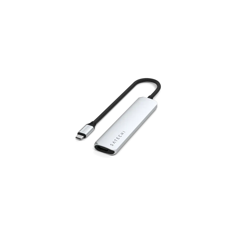 HUB Satechi 6-in-1 USB-C Slim Multiport Adapter USB-C / 2xUSB-A, USB-C, 4K HDMI, czytnik kart silver