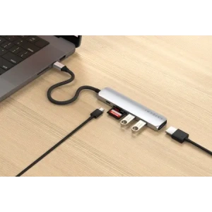 Kup Satechi 6-in-1 HUB USB-C Slim Multiport Adapter USB-C / 2xUSB-A, USB-C, 4K HDMI, Kartenleser Silber - STH173 - {ean13} - Sklep Home Screen