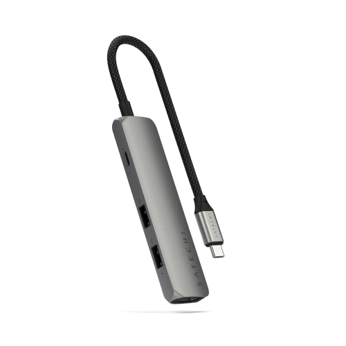 Kup Satechi 4 az 1-ben HUB USB-C Slim Multiport Adapter 4K USB-C / 2xUSB-A, USB-C, 4K HDMI űrszürke - STH174 - {ean13} - Sklep Home Screen