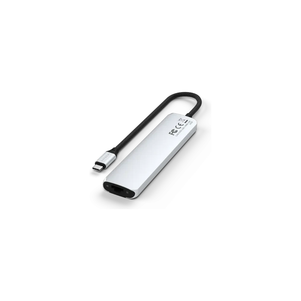 HUB Satechi 7-in-1 USB-C Slim Multiport Adapter with Ethernet USB-C / 2xUSB-A, USB-C PD, HDMI 4K, czytnik kart, Ethernet silver
