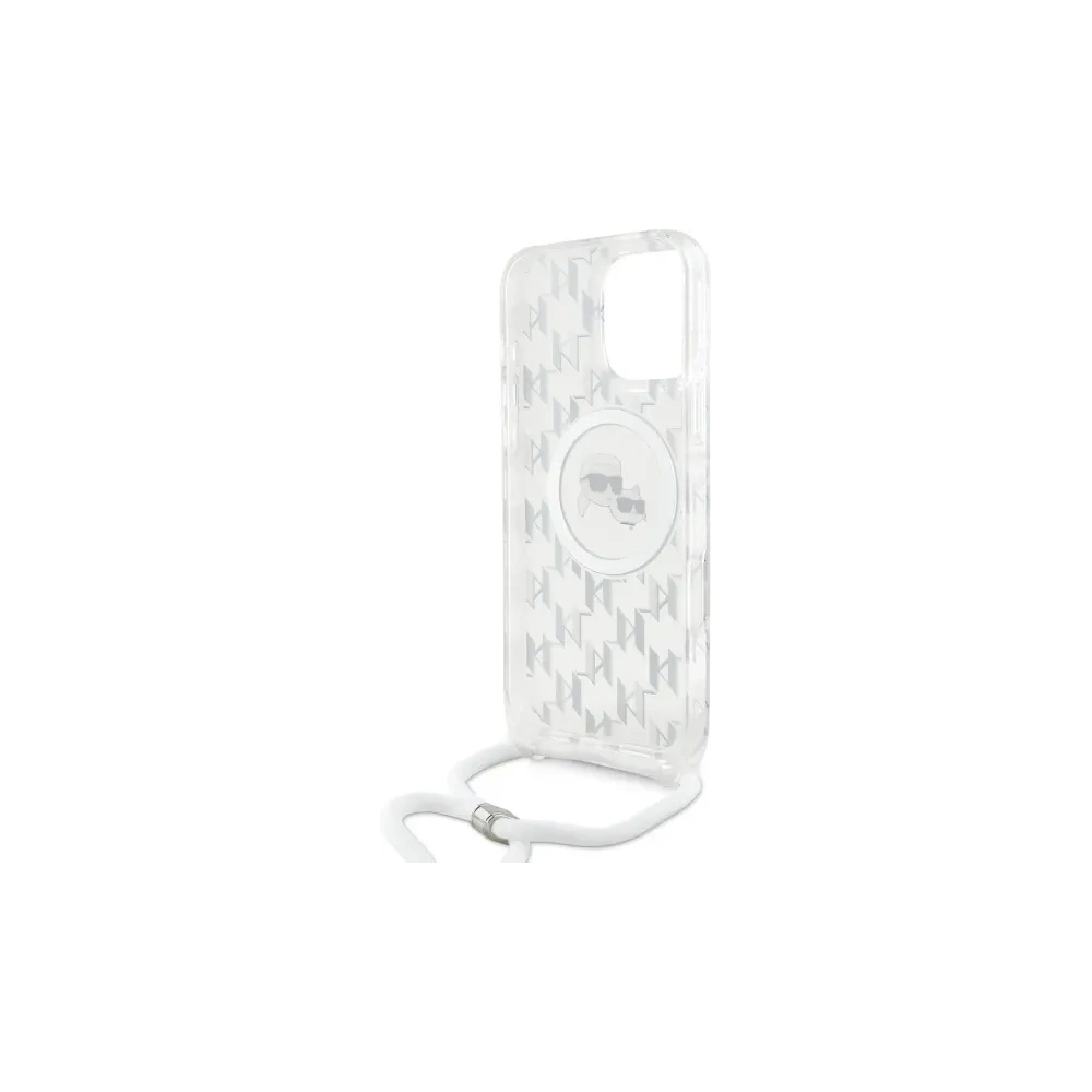 Etui Karl Lagerfeld KLHMP16LHCKCKLCT Apple iPhone 16 Pro hardcase IML Crossbody Monogram Karl & Choupette Head MagSafe transparent