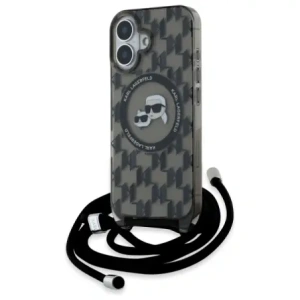 Buy Karl Lagerfeld KLHMP16SHCKCKLCK Apple iPhone 16 hardcase IML Crossbody Monogram Karl & Choupette Head MagSafe black - KLD21861 - {ean13} - Home Screen Store Europe