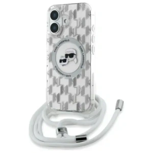Buy Karl Lagerfeld KLHMP16SHCKCKLCT Apple iPhone 16 hardcase IML Crossbody Monogram Karl & Choupette Head MagSafe transparent - KLD21862 - {ean13} - Home Screen Store Europe