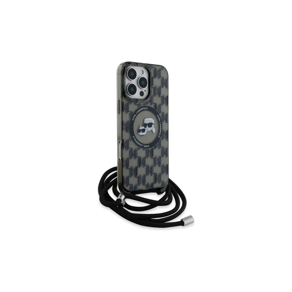 Etui Karl Lagerfeld KLHMP16XHCKCKLCK Apple iPhone 16 Pro Max hardcase IML Crossbody Monogram Karl & Choupette Head MagSafe czarny/black