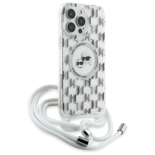 Buy Karl Lagerfeld KLHMP16XHCKCKLCT Apple iPhone 16 Pro Max hardcase IML Crossbody Monogram Karl & Choupette Head MagSafe transparent - KLD21864 - {ean13} - Home Screen Store Europe