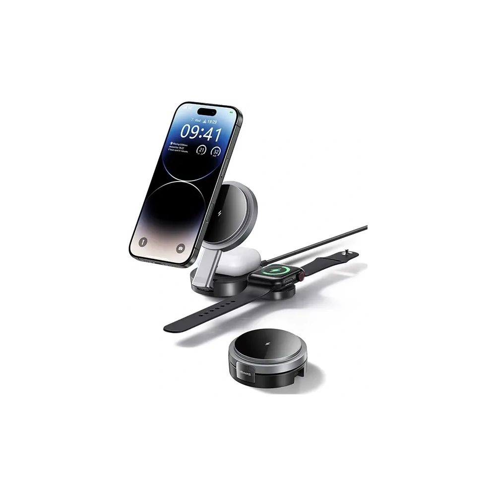 Ładowarka bezprzewodowa 3w1 USAMS US-CD234 15W do Apple iPhone / Apple Watch / Apple AirPods