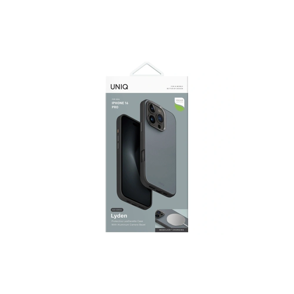 Etui UNIQ Lyden DS Apple iPhone 16 Pro Magclick Charging niebiesko-czarny/washed blue-black