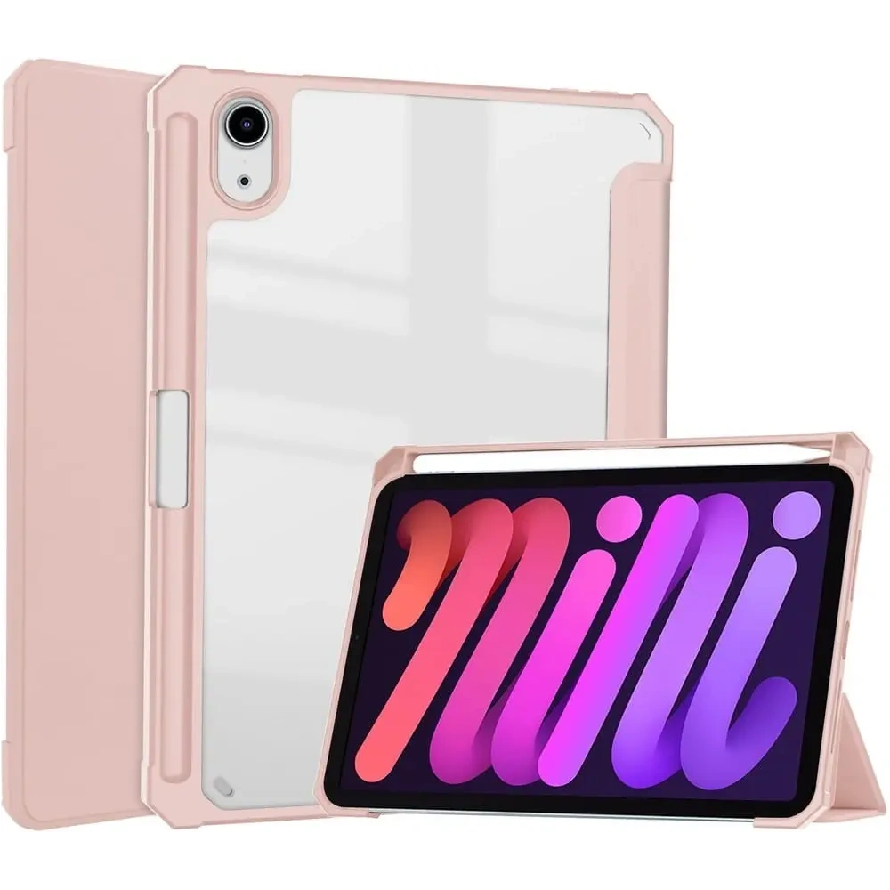 Etui Bizon Case Tab Clear Matt do Apple iPad mini 2021 (6. generacji) / iPad mini 8.3" 2024 (7. generacji) różowozłote
