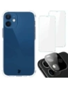 Bizon Case Clear Pack tok + 2x kijelző üveg + lencse üveg Apple iPhone 12 Mini átlátszó