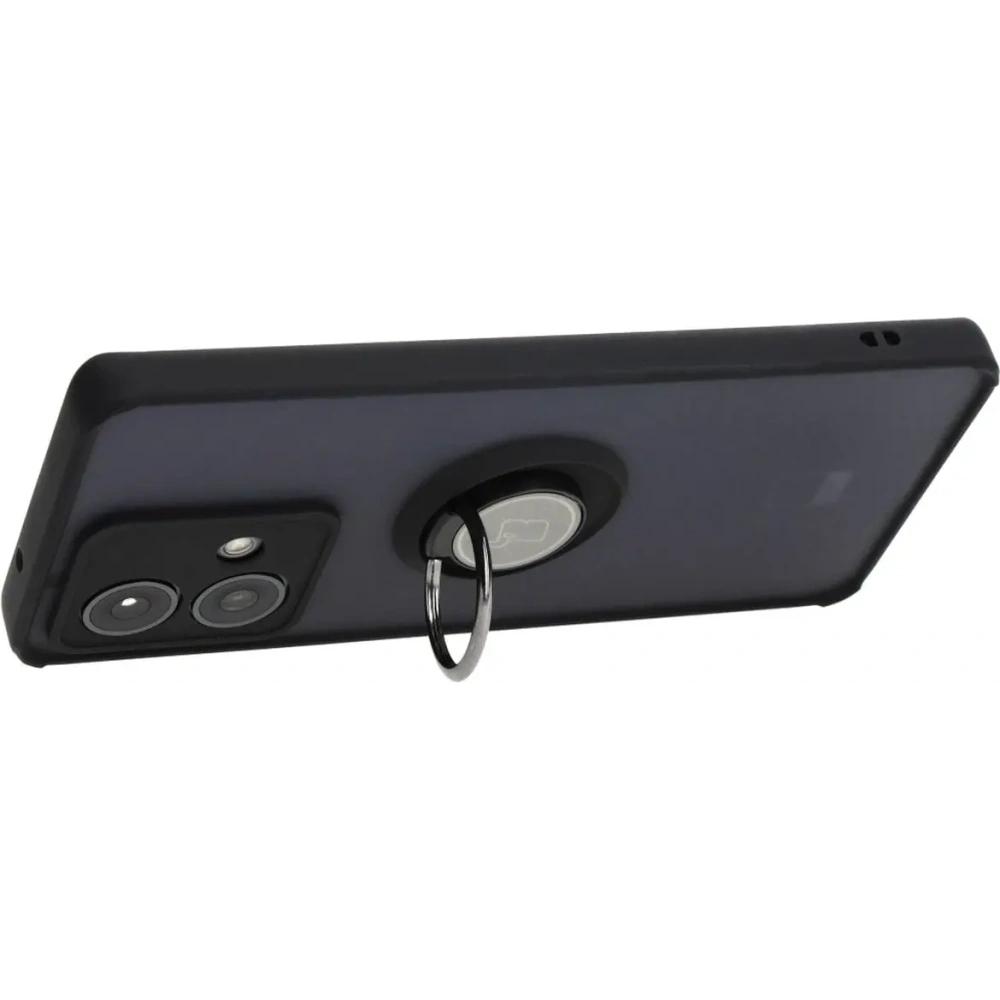 Etui z uchwytem na palec Bizon Case Hybrid Ring do Motorola Edge 40 Neo przydymione z czarną ramką