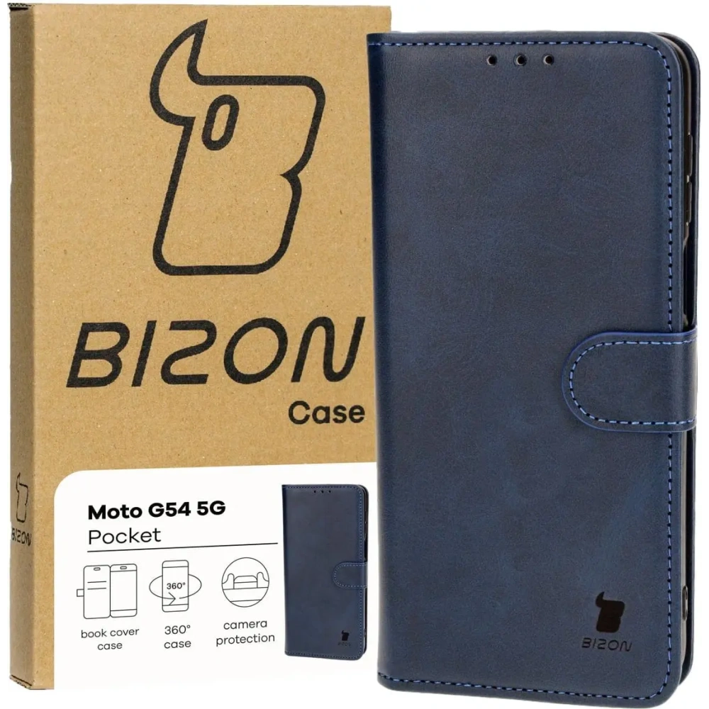 Etui z klapką Bizon Case Pocket do Motorola Moto G54 5G granatowe