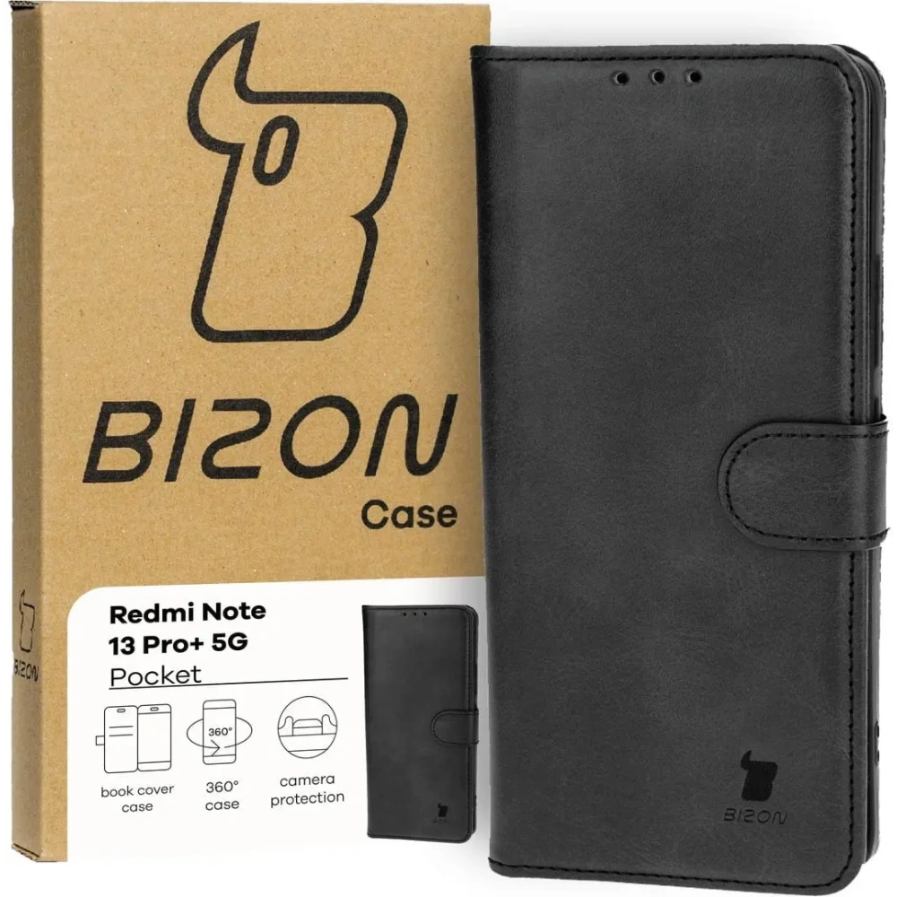 Etui z klapką Bizon Case Pocket do Xiaomi Redmi Note 13 Pro+ 5G czarne