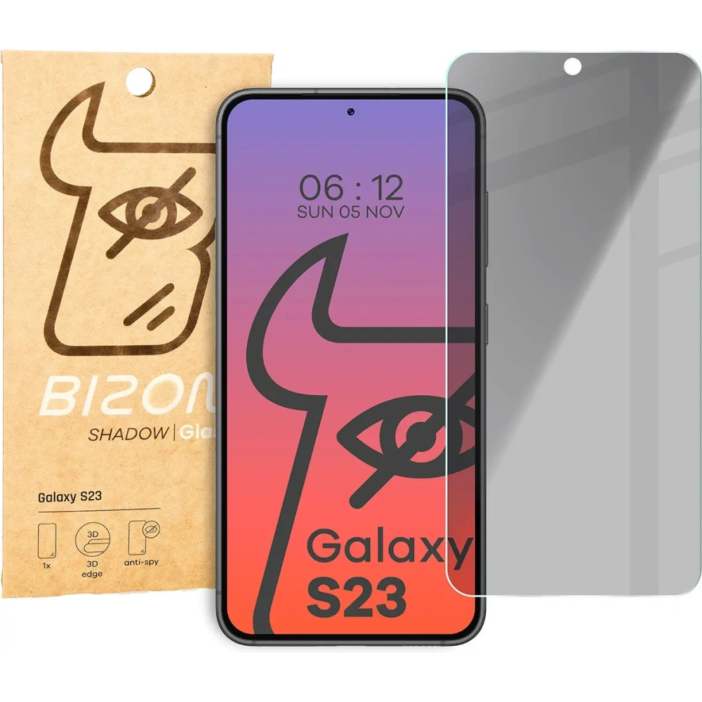 Prywatyzujące szkło hartowane Bizon Glass Clear Shadow do Samsung Galaxy S23 przyciemniane