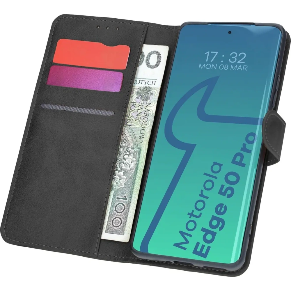 Etui z klapką Bizon Case Pocket do Motorola Edge 50 Pro czarne