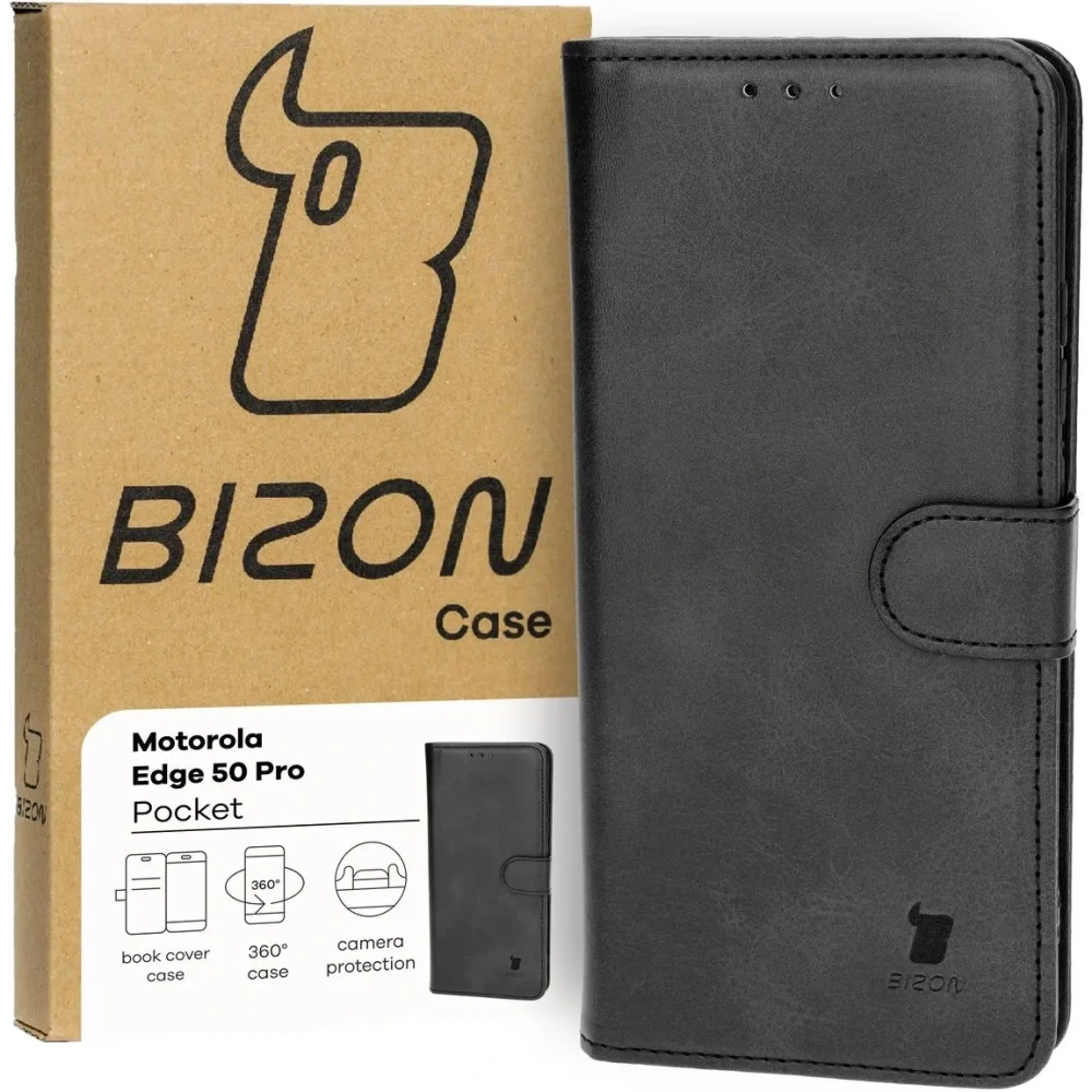 Etui z klapką Bizon Case Pocket do Motorola Edge 50 Pro czarne