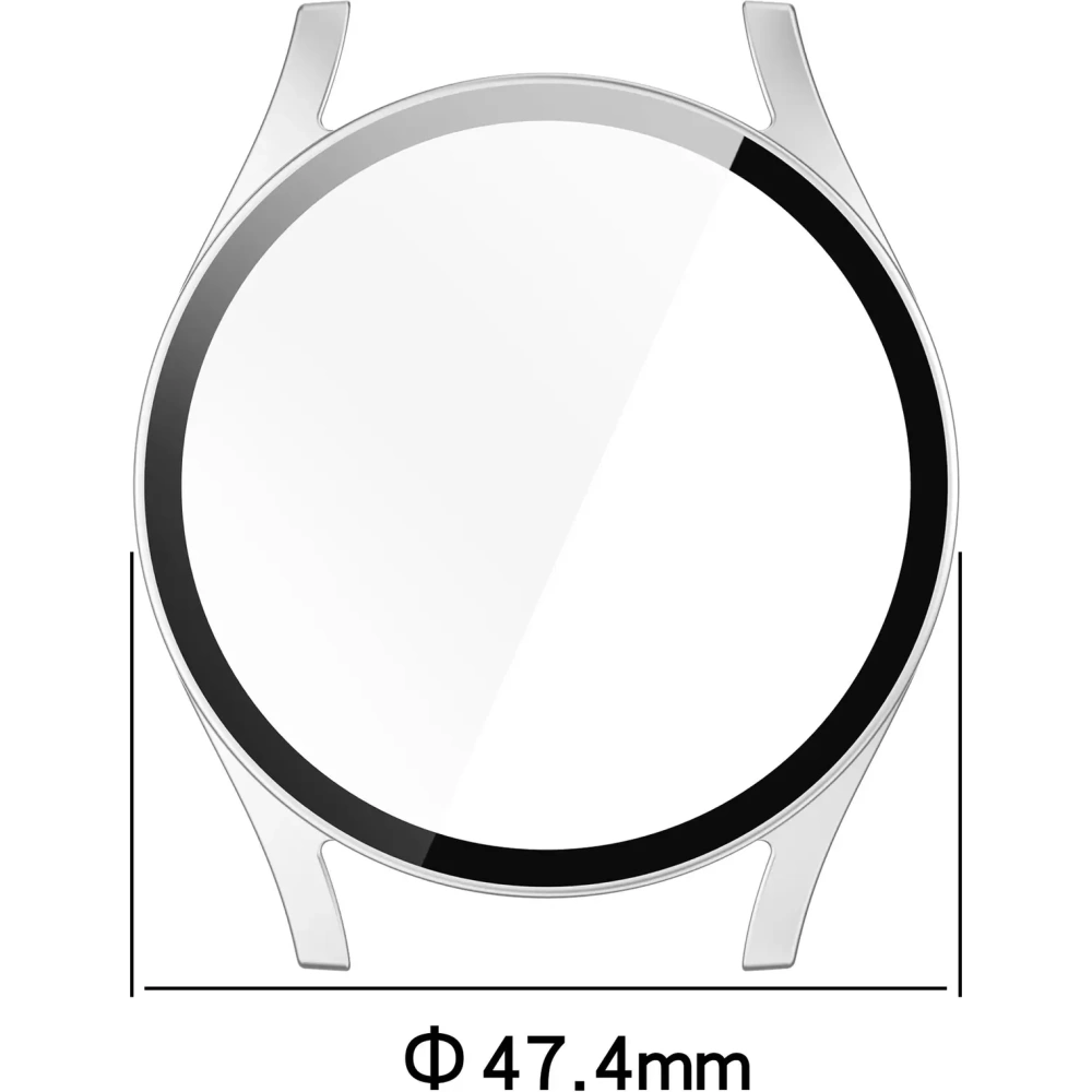 Etui ze szkłem do zegarka Bizon Case+Glass Watch do Samsung Galaxy Watch 7 44 mm satynowo srebrne