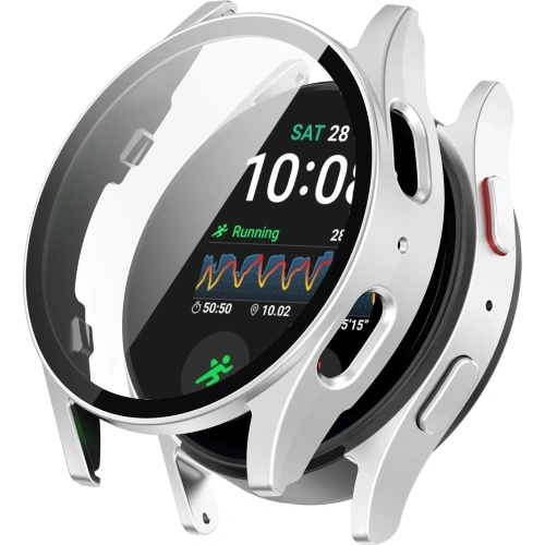 Kup Etui ze szkłem do zegarka Bizon Case+Glass Watch do Samsung Galaxy Watch 7 44 mm satynowo srebrne - BIZ7916 - {ean13} - Sklep Home Screen