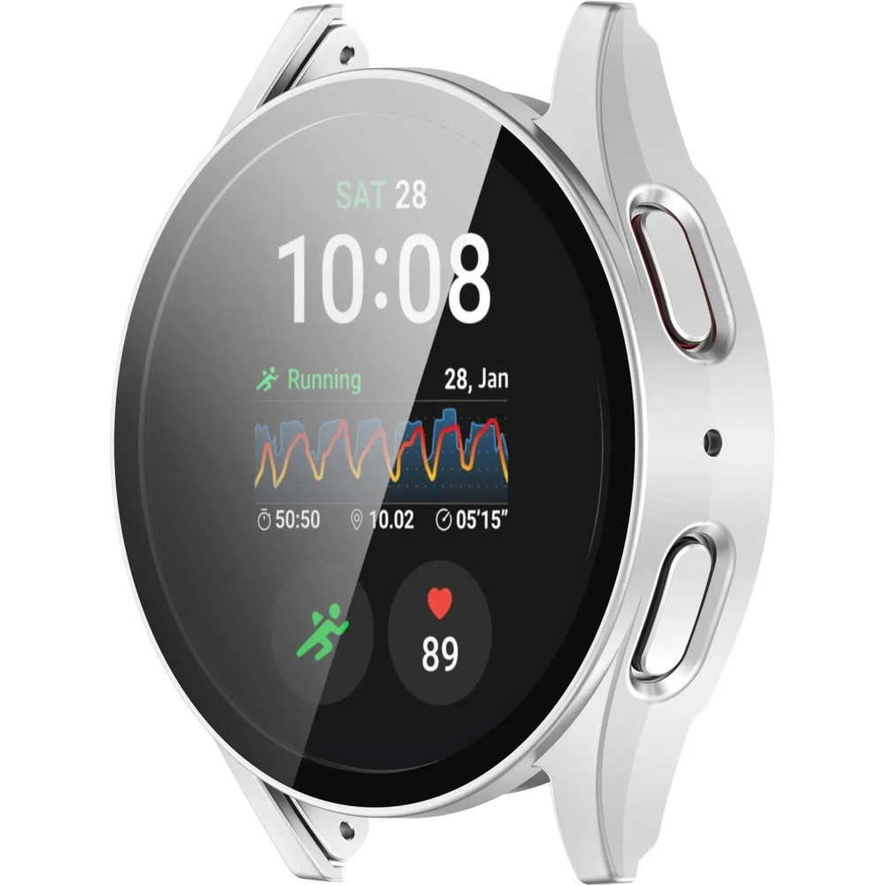 Etui ze szkłem do zegarka Bizon Case+Glass Watch do Samsung Galaxy Watch 7 44 mm satynowo srebrne