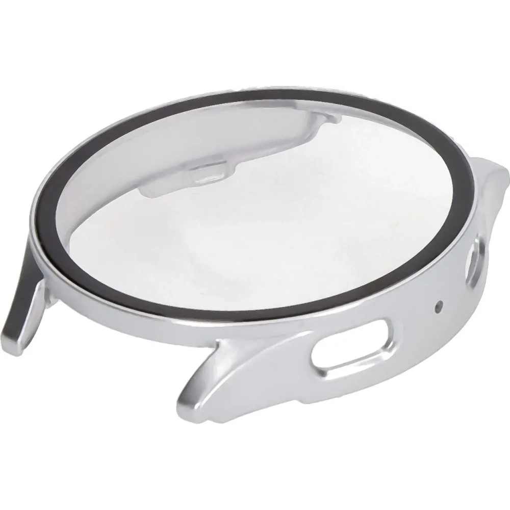 Etui ze szkłem do zegarka Bizon Case+Glass Watch do Samsung Galaxy Watch 7 44 mm satynowo srebrne