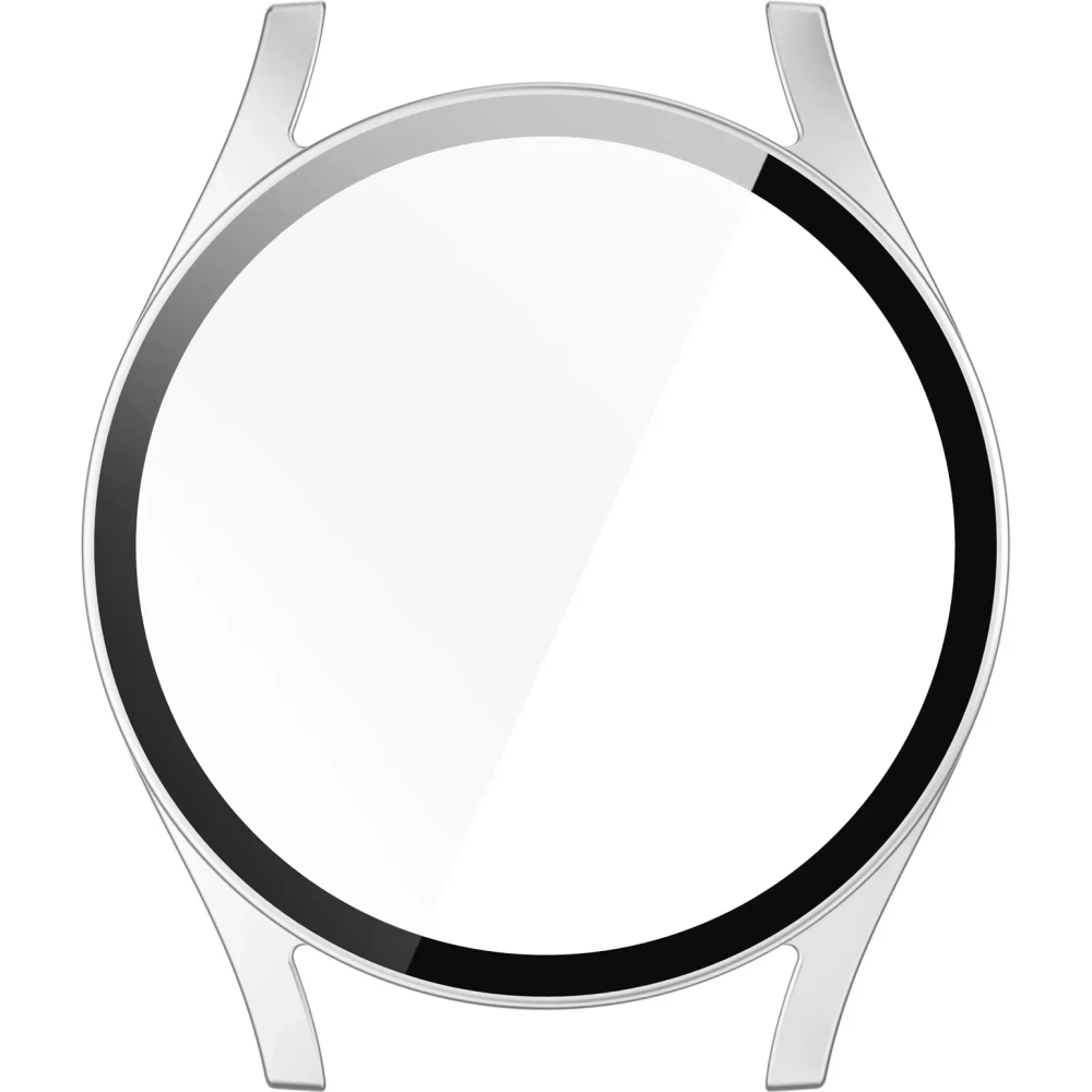 Etui ze szkłem do zegarka Bizon Case+Glass Watch do Samsung Galaxy Watch 7 44 mm satynowo srebrne