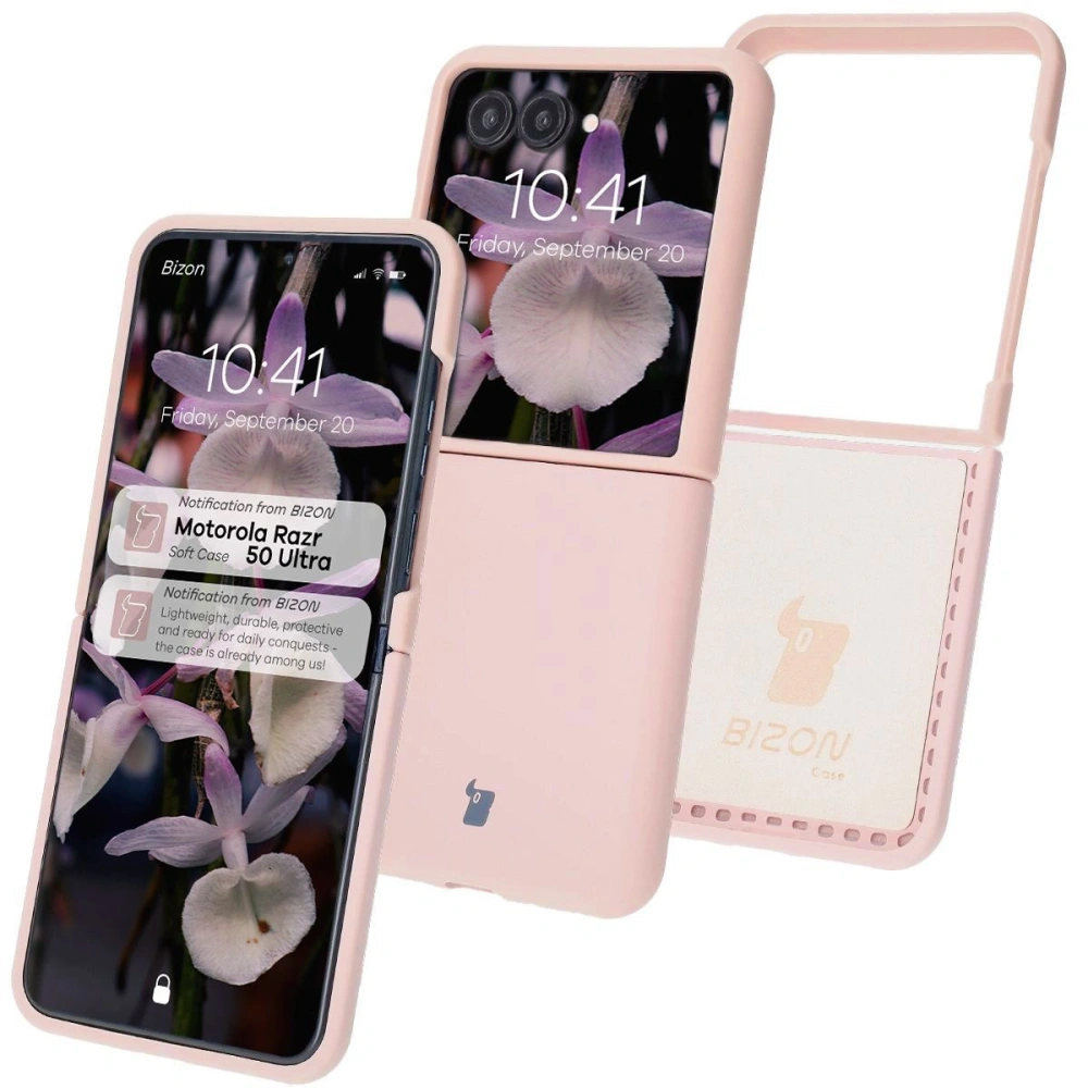 Silikonowe etui Bizon Soft Case do Motorola Razr 50 Ultra jasnoróżowe