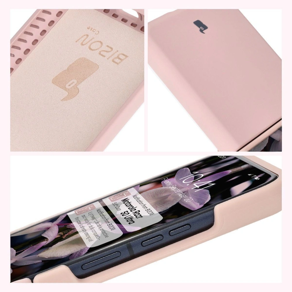 Silikonowe etui Bizon Soft Case do Motorola Razr 50 Ultra jasnoróżowe