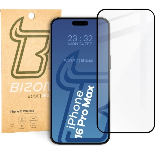 Buy Bizon Glass Edge 2 Apple iPhone 16 Pro Max black frame - BIZ7947 - {ean13} - Home Screen Store Europe