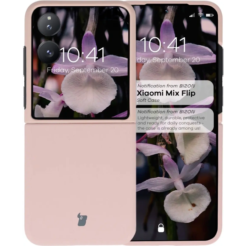 Silikonowe etui Bizon Soft Case do Xiaomi Mix Flip jasnoróżowe