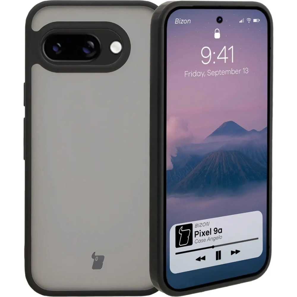 Etui Bizon Case Angelo do Google Pixel 9a przydymione z czarną ramką