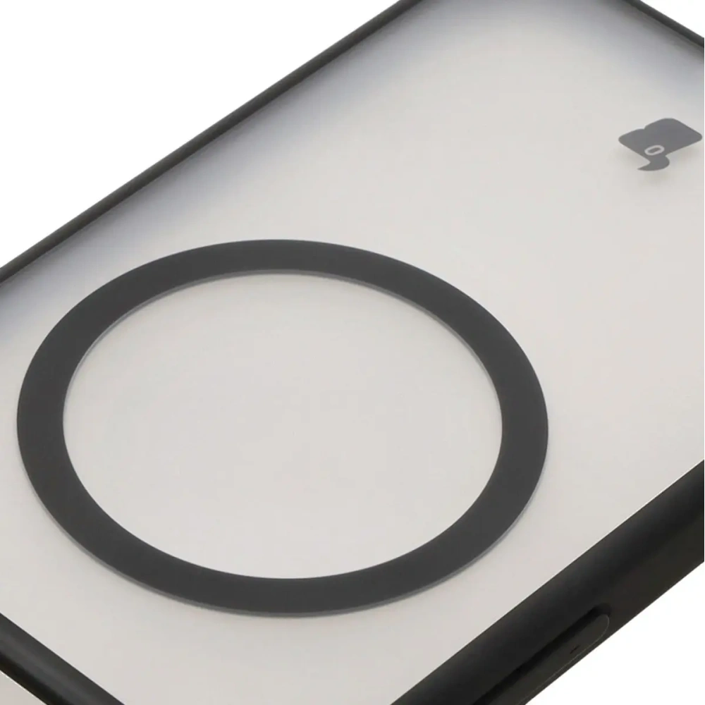 Etui z pierścieniem magnetycznym Bizon Case MatteO do Google Pixel 9a półprzezroczyste z czarną ramką