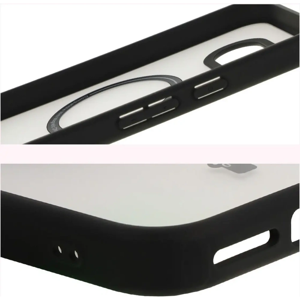 Etui z pierścieniem magnetycznym Bizon Case MatteO do Google Pixel 9a półprzezroczyste z czarną ramką