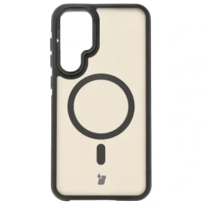Etui z podstawką i pierścieniem magnetycznym Bizon Case Eclipse do Samsung Galaxy S25 Plus przydymione z czarną ramką
