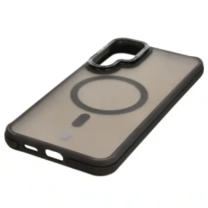 Etui z podstawką i pierścieniem magnetycznym Bizon Case Eclipse do Samsung Galaxy S25 Plus przydymione z czarną ramką
