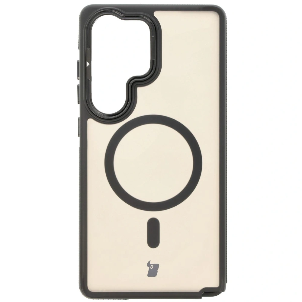 Etui z podstawką i pierścieniem magnetycznym Bizon Case Eclipse do Samsung Galaxy S25 Ultra przydymione z czarną ramką