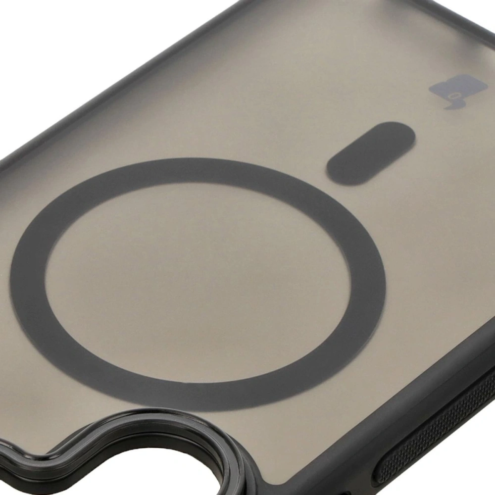 Etui z podstawką i pierścieniem magnetycznym Bizon Case Eclipse do Samsung Galaxy S25 Ultra przydymione z czarną ramką