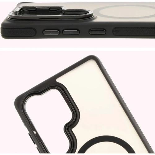 Kup Etui s podstavcem a magnetickým kroužkem Bizon Case Eclipse pro Samsung Galaxy S25 Ultra kouřové s černým rámem - BIZ7959 - {ean13} - Sklep Home Screen